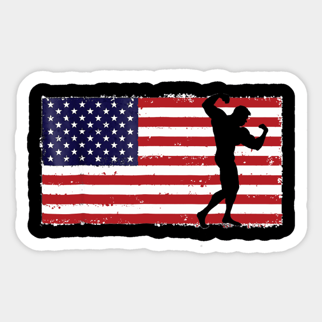 4th of July Shirt - Bodybuilding Gym USA Flag Sticker by Haley Tokey